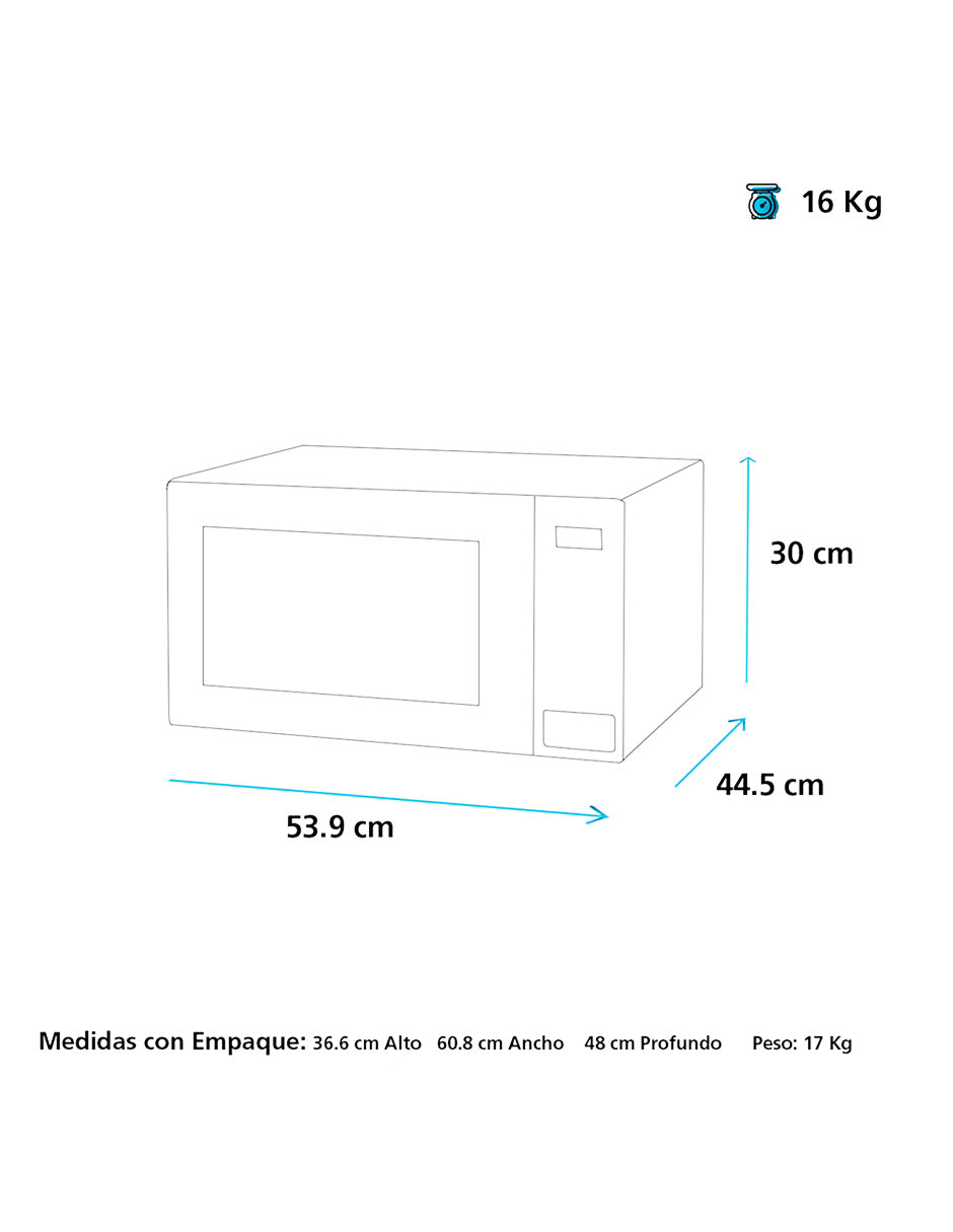 Microondas 31 L GE Appliances Espejo de Mesa con Panel Digital y 10 Niveles de Potencia