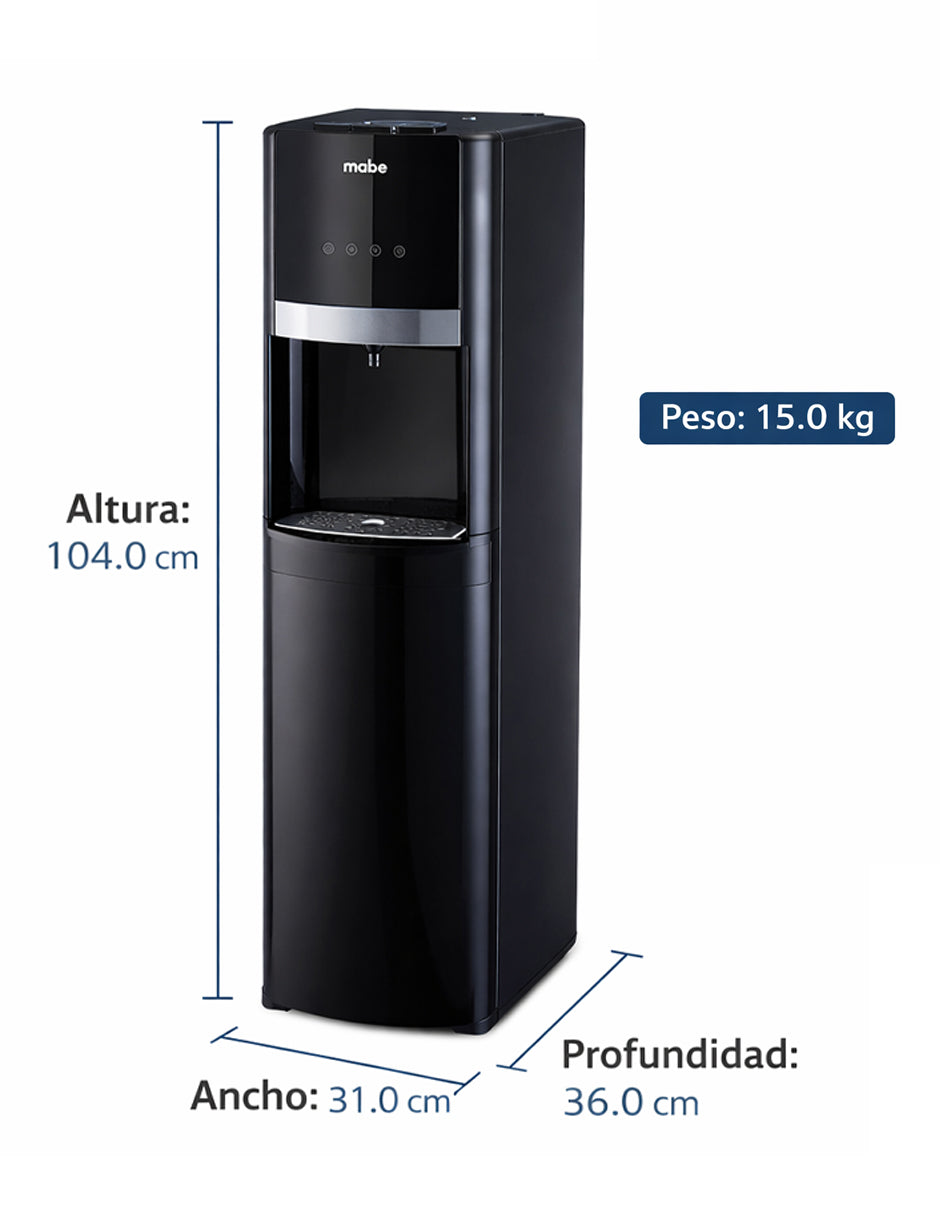 Dispensador de Agua Mabe Negro de Piso con Garrafón Oculto y 3 Temperaturas