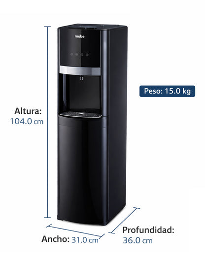 Dispensador de Agua Mabe Negro de Piso con Garrafón Oculto y 3 Temperaturas