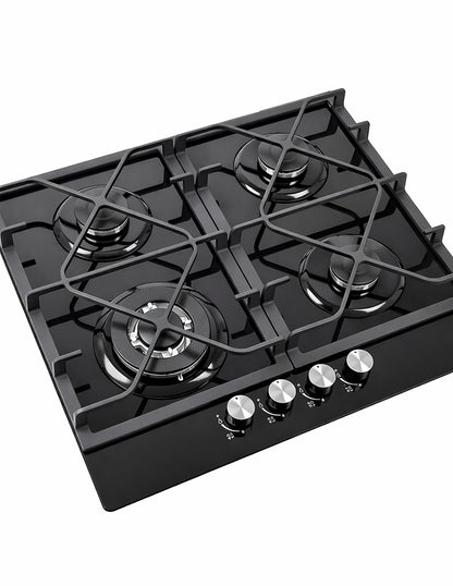 Parrilla a Gas 60 x 51 cm Maxims de Cristal Templado Negro 4 Quemadores