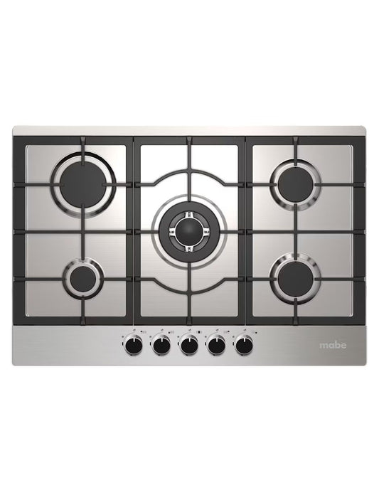 Parrilla Empotrable 76 cm Mabe Acero Inoxidable 5 Quemadores con Parrillas de Hierro Fundido