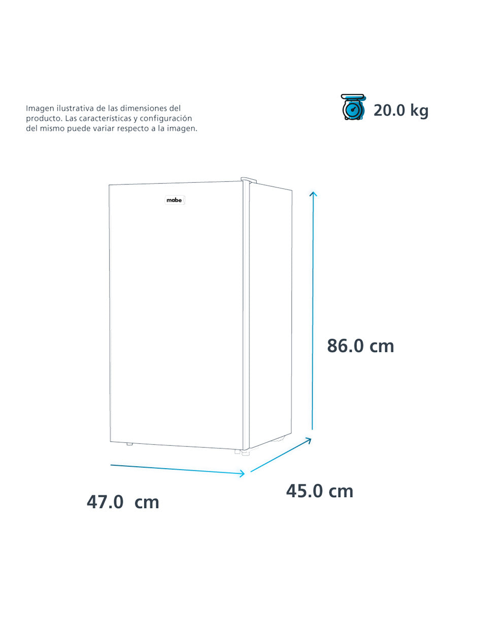 Frigobar 90 L Mabe Inoxidable con Congelador Interior y Puerta Reversible