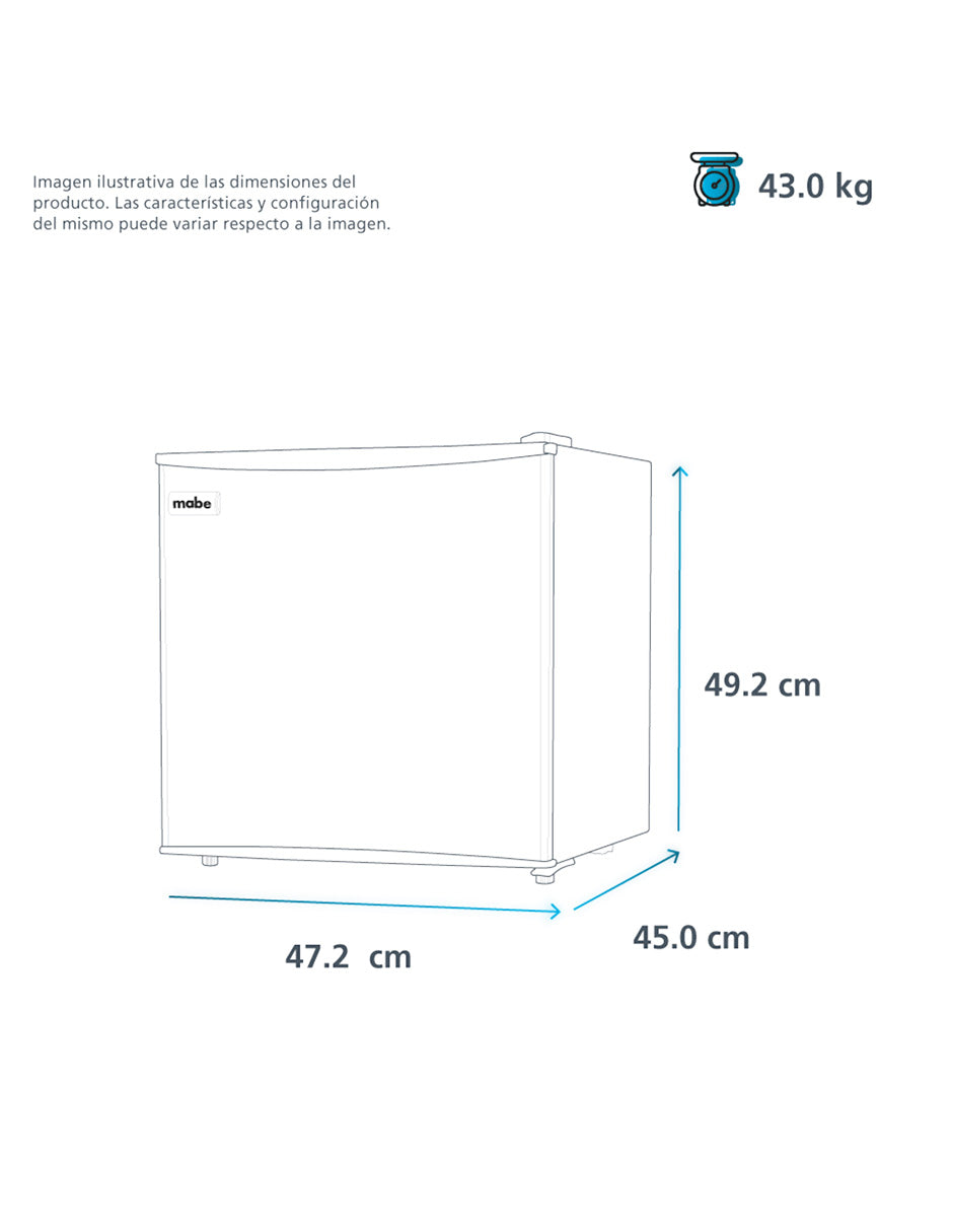 Frigobar 45 L Mabe Acero Inoxidable Compacto con Parrilla de Cristal