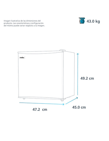 Frigobar 45 L Mabe Acero Inoxidable Compacto con Parrilla de Cristal