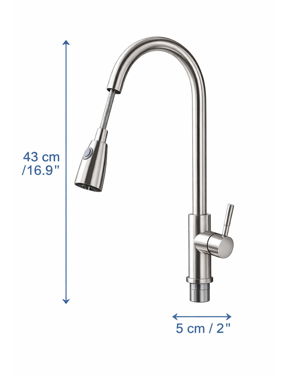 Monomando para Lavabo 43 cm Maxims de Acero Inoxidable Satinado