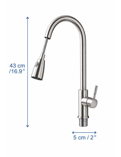 Monomando para Lavabo 43 cm Maxims de Acero Inoxidable Satinado