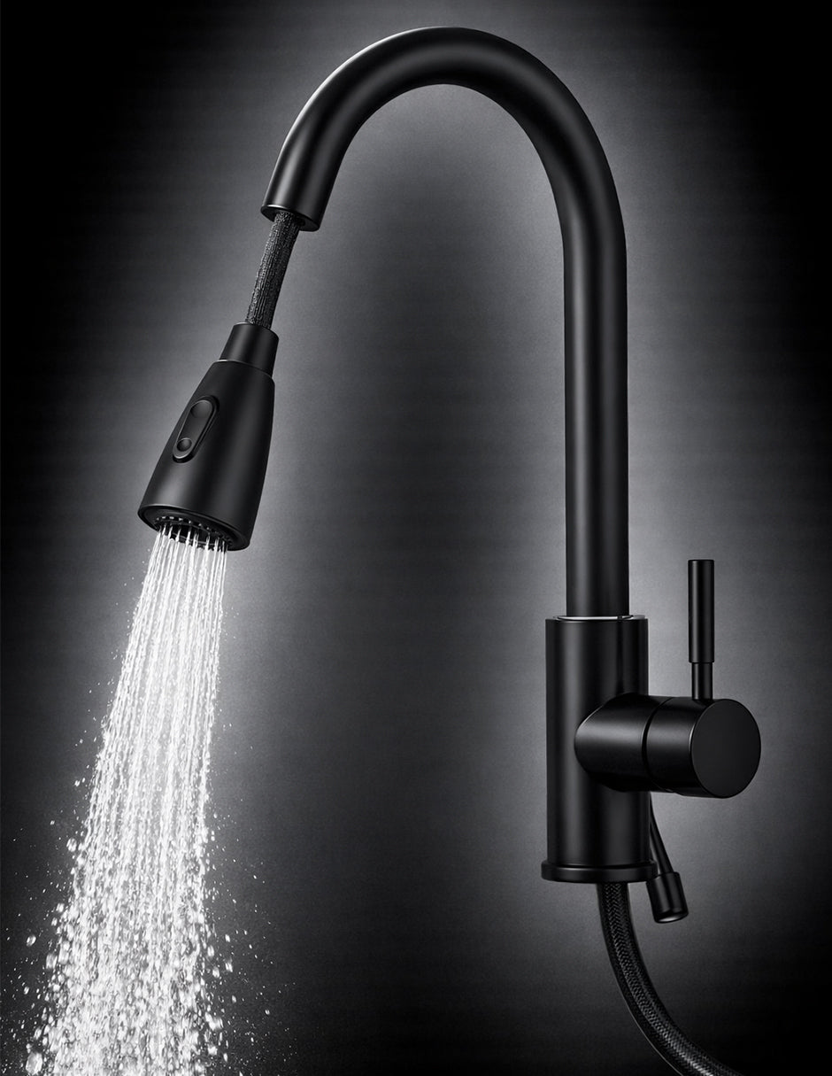 Monomando para Lavabo 43 cm Maxims Negro Mate de Acero Inoxidable