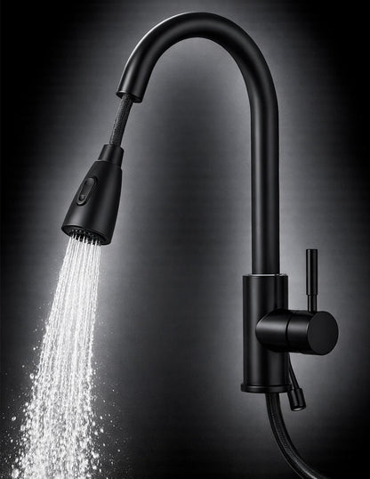 Monomando para Lavabo 43 cm Maxims Negro Mate de Acero Inoxidable