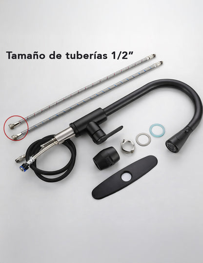 Monomando para Lavabo 43 cm Maxims Negro Mate de Acero Inoxidable