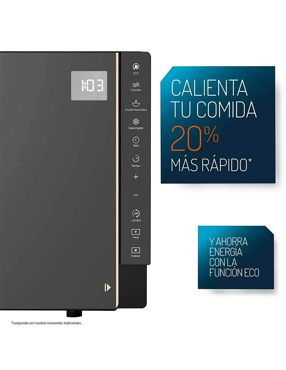 Microondas 30 L Mabe Negro Rose Gold de Mesa con Panel Digital y 10 Niveles de Potencia