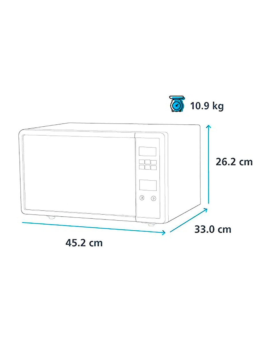 Microondas 20 L GE Appliances Inoxidable de Mesa con Panel Digital y 10 Niveles de Potencia